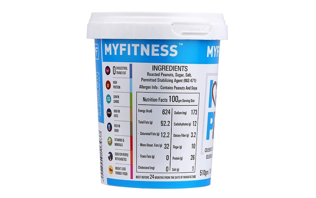 Myfitness Original Peanut Butter Crunchy    Tub  510 grams